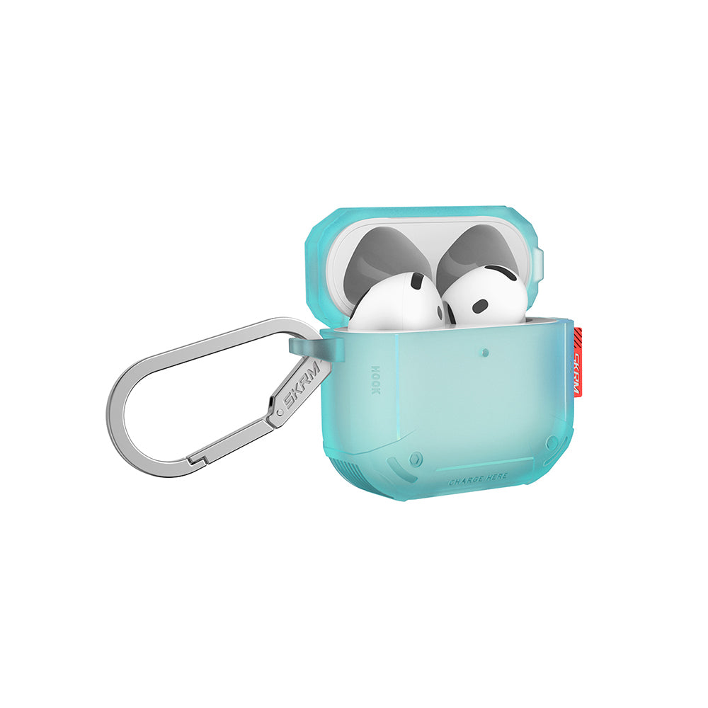 Apple Airpods 4 Kılıf Airbagli Yivli Köşe Tasarımlı 360 Derece Tam Koruma Skinarma Mecha CE Kılıf Beyaz