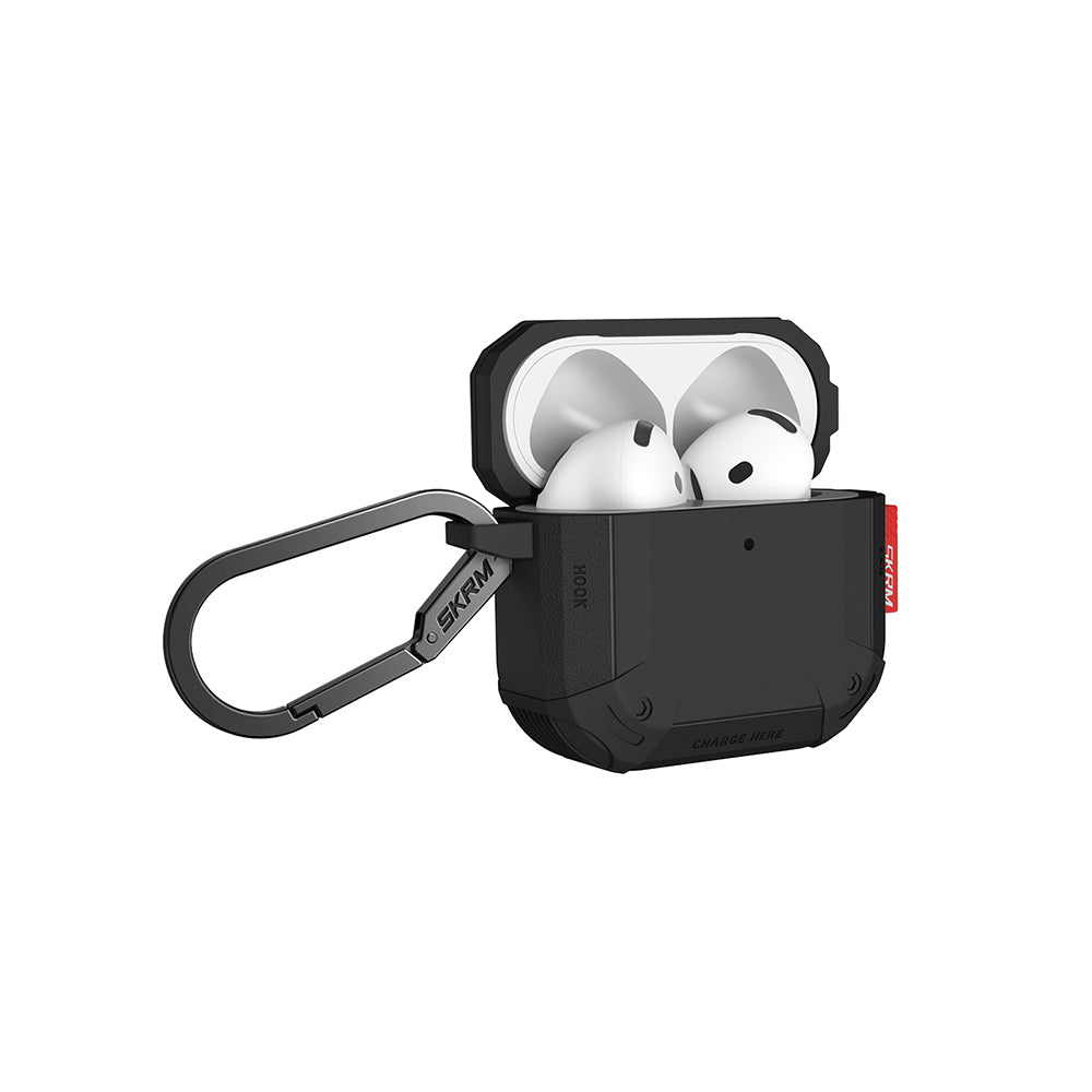 Apple Airpods 4 Kılıf Airbagli Yivli Köşe Tasarımlı 360 Derece Tam Koruma Skinarma Mecha CE Kılıf Olive
