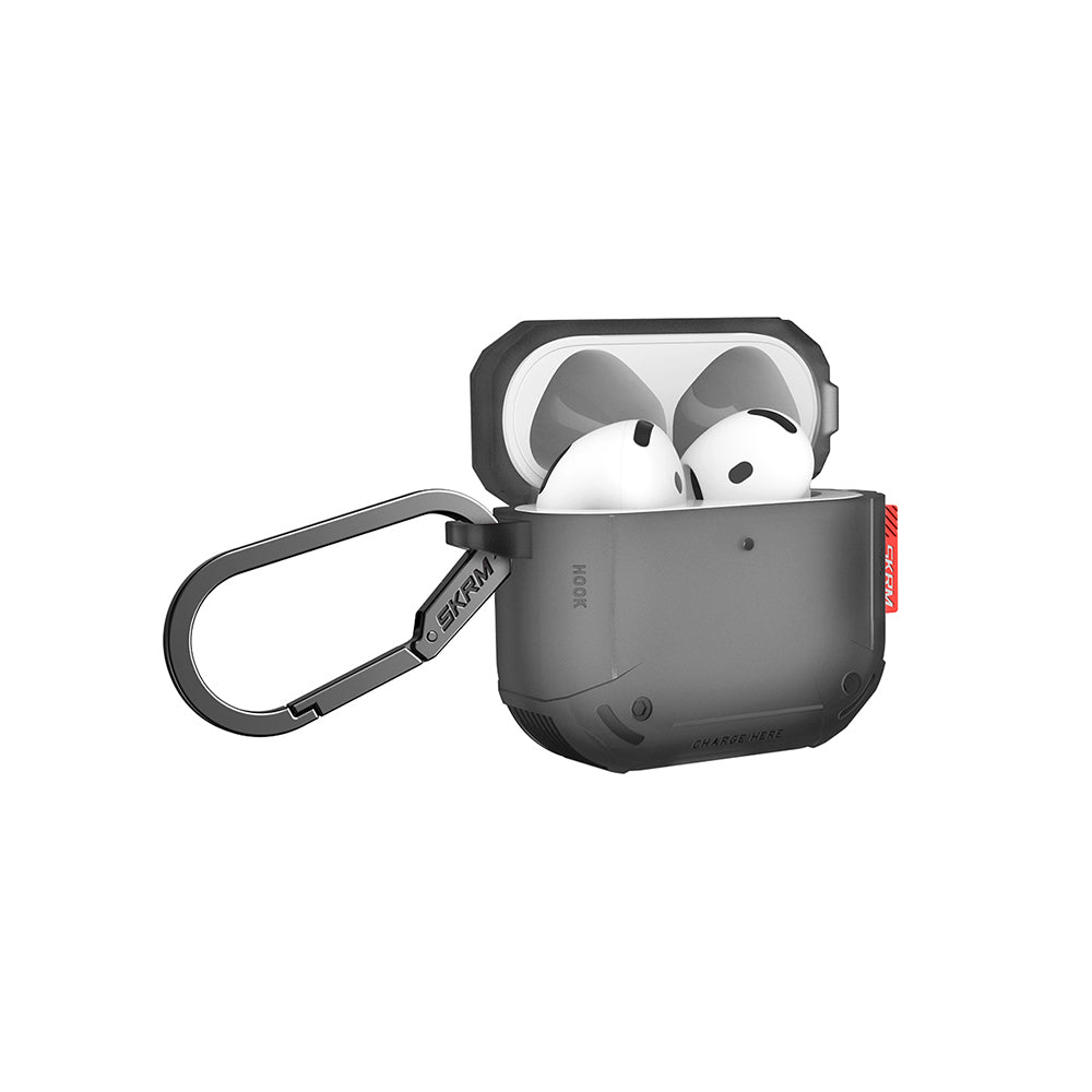 Apple Airpods 4 Kılıf Airbagli Yivli Köşe Tasarımlı 360 Derece Tam Koruma Skinarma Mecha CE Kılıf Beyaz
