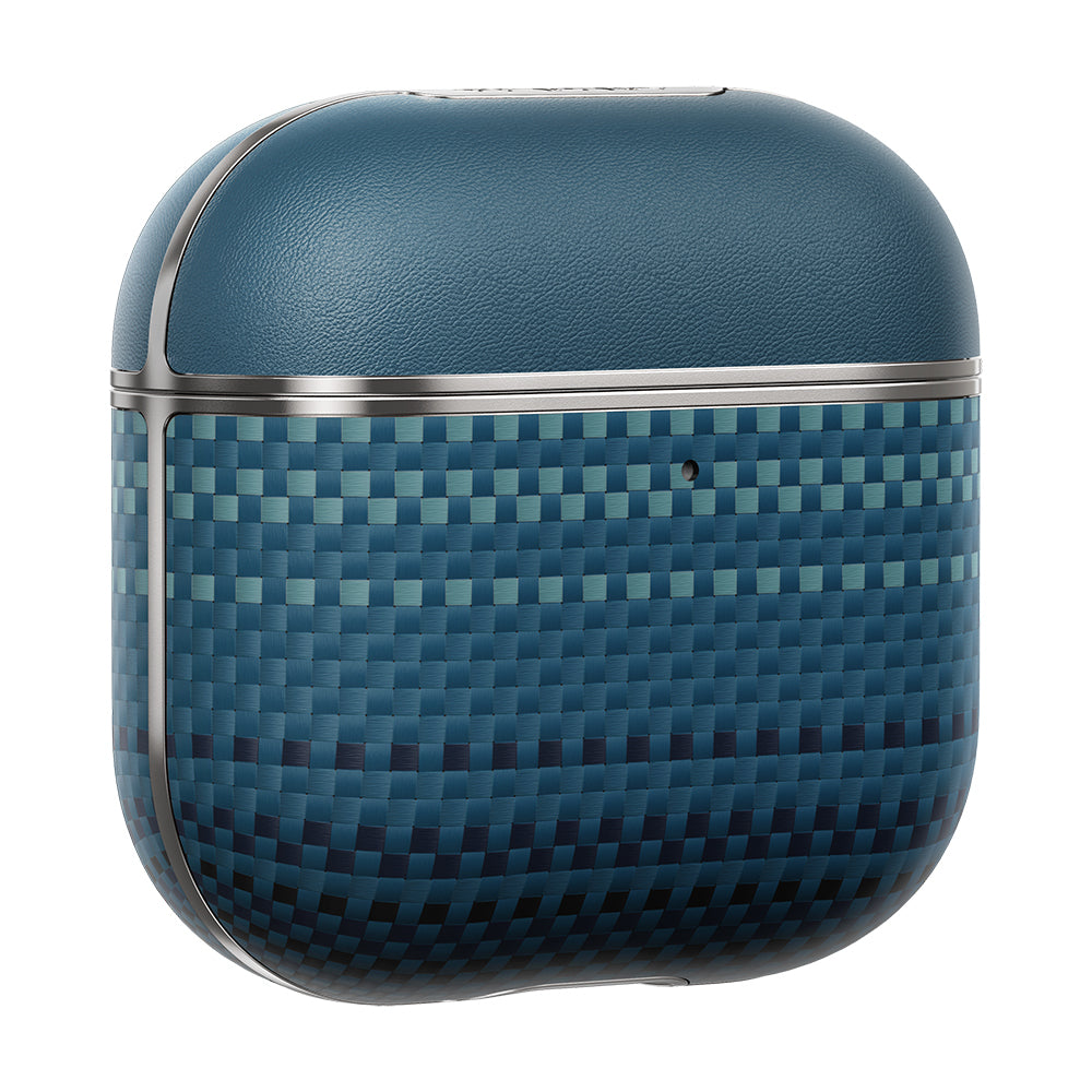Apple Airpods 4 Kılıf Aramid Fiber Pitaka Tactile Woven Sunset-Moonrise Serisi Kapak Mavi