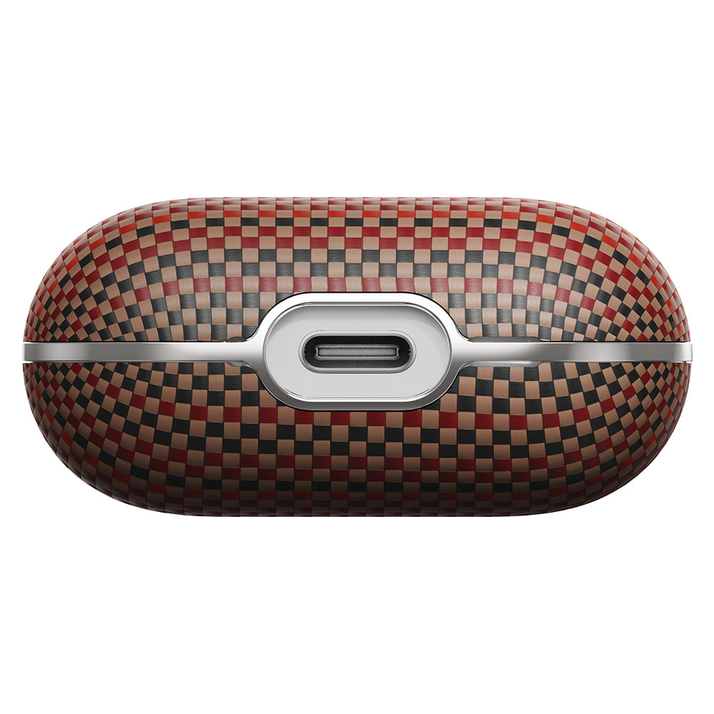 Apple Airpods 4 Kılıf Aramid Fiber Pitaka Tactile Woven Sunset-Moonrise Serisi Kapak Kahverengi