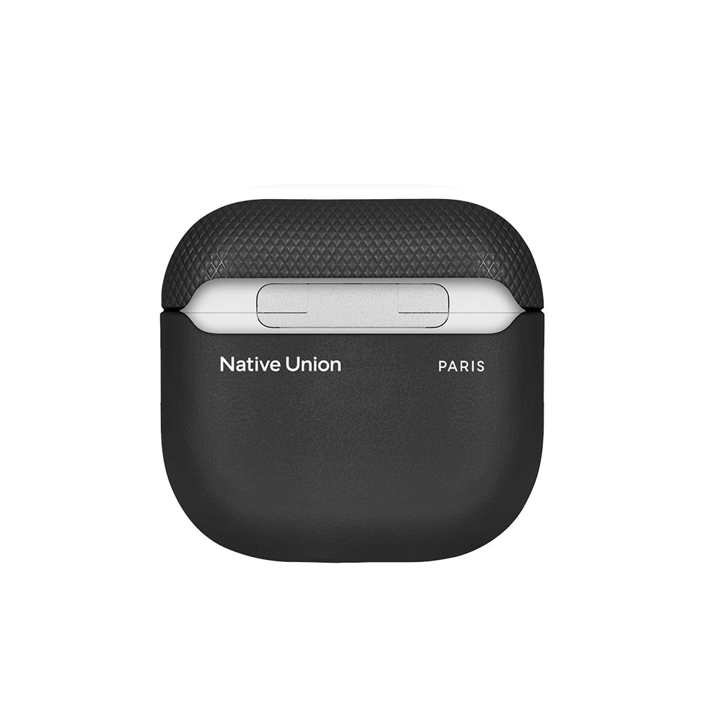 Apple AirPods 4 Kılıf Qi M-Safe Şarj Özellikli Native Union RE Classic Serisi Suni Deri Kapak Siyah