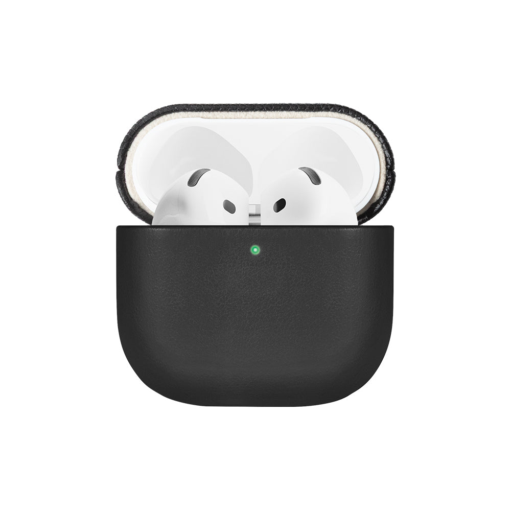 Apple AirPods 4 Kılıf Qi M-Safe Şarj Özellikli Native Union RE Classic Serisi Suni Deri Kapak Siyah