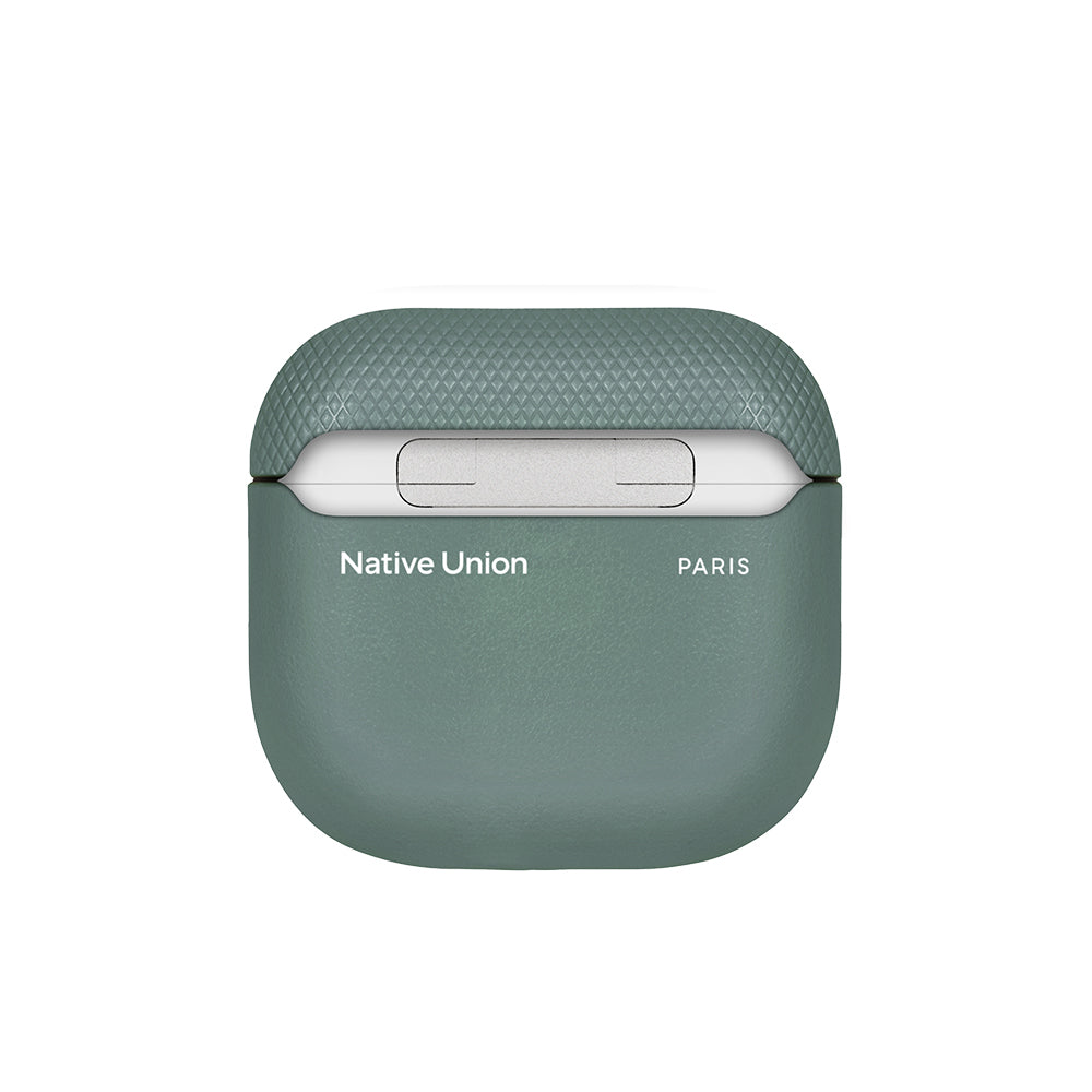 Apple AirPods 4 Kılıf Qi M-Safe Şarj Özellikli Native Union RE Classic Serisi Suni Deri Kapak Yeşil