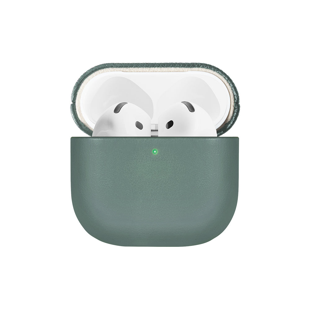 Apple AirPods 4 Kılıf Qi M-Safe Şarj Özellikli Native Union RE Classic Serisi Suni Deri Kapak Yeşil