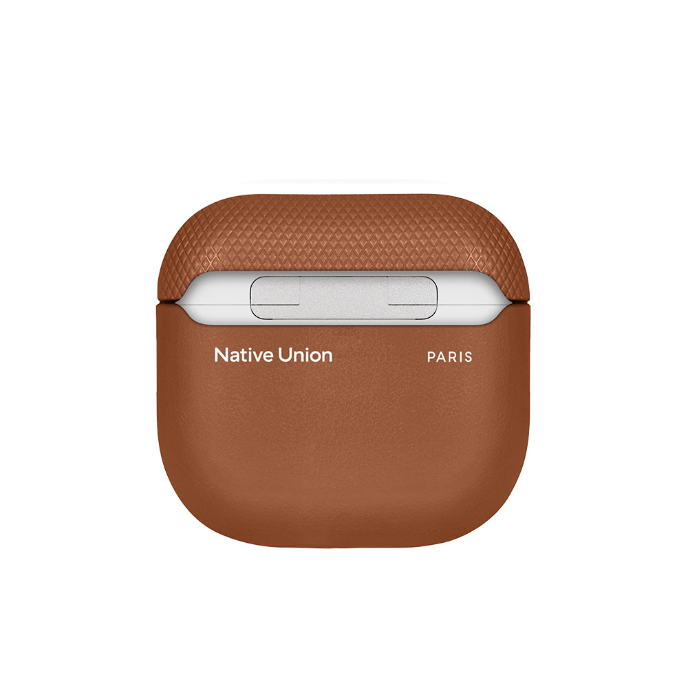 Apple AirPods 4 Kılıf Qi M-Safe Şarj Özellikli Native Union RE Classic Serisi Suni Deri Kapak Kahverengi