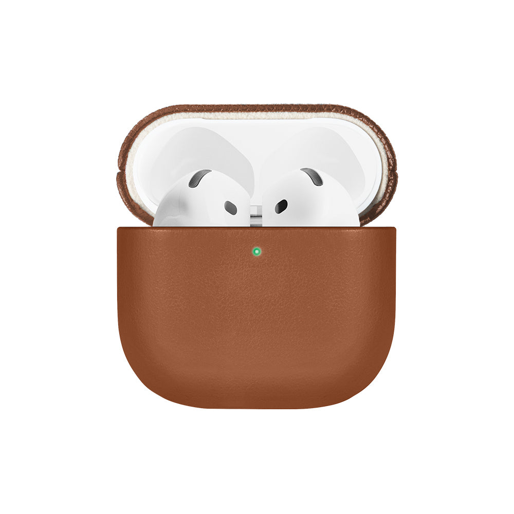 Apple AirPods 4 Kılıf Qi M-Safe Şarj Özellikli Native Union RE Classic Serisi Suni Deri Kapak Kahverengi