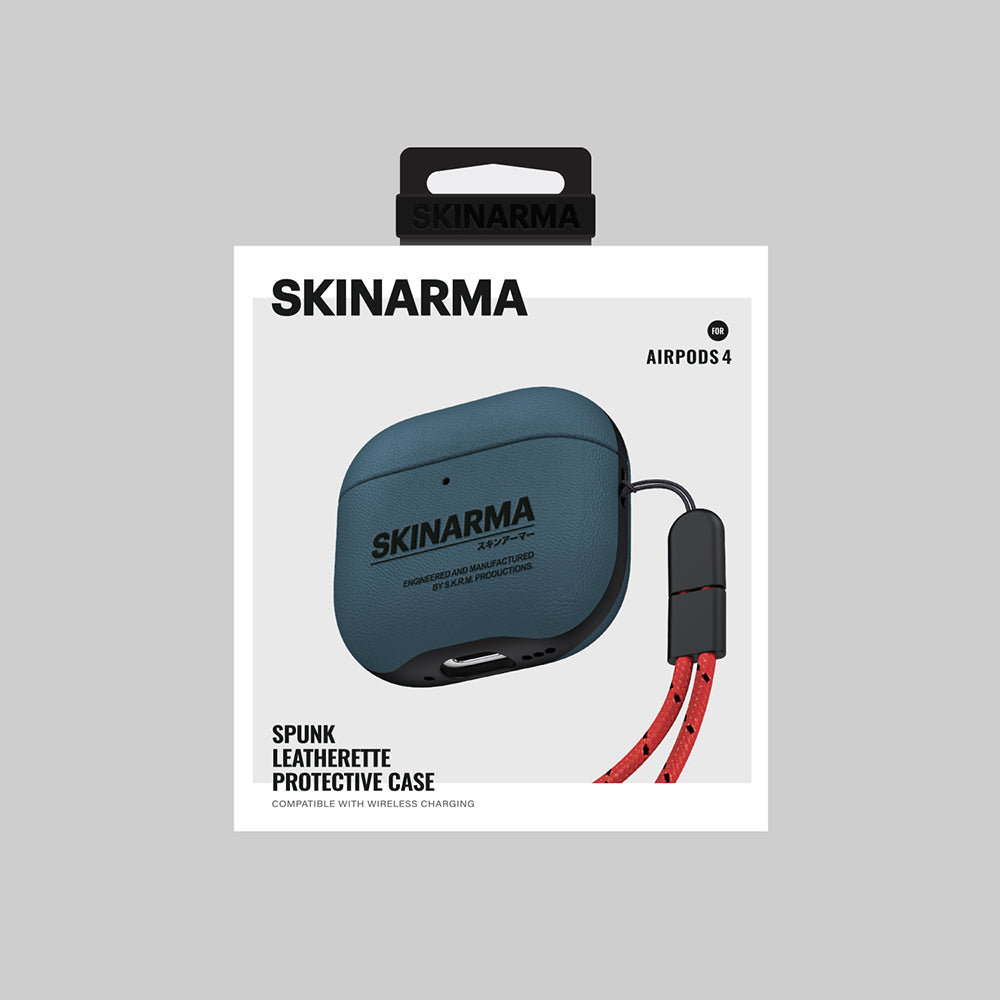 Airpods 4 Kılıf Skinarma PU Deri Tasarım Spunk Kılıf Mavi