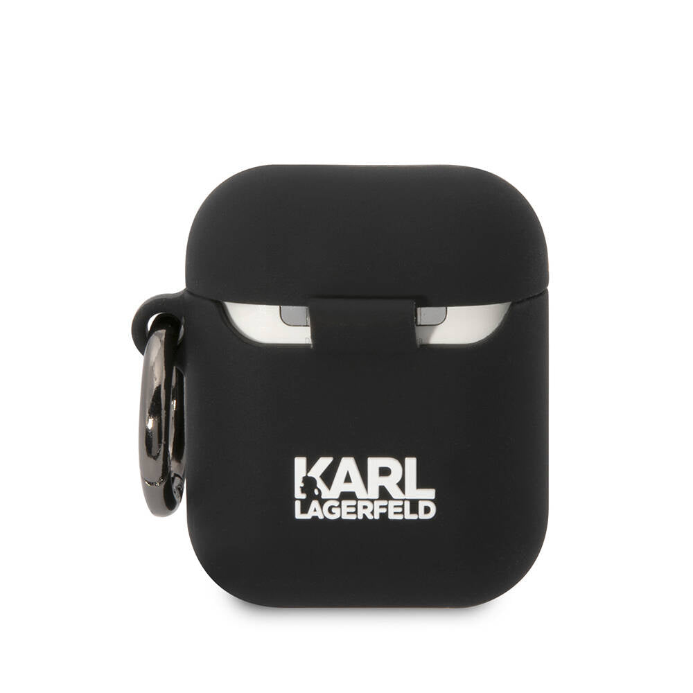 Airpods Kılıf Karl Lagerfeld Orjinal Lisanslı Karl 3D Silikon Kılıf Siyah