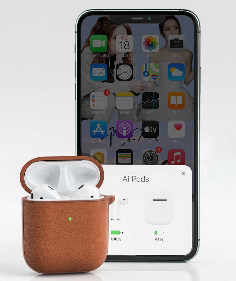 Airpods Kılıf Wiwu Calfskin Kılıf Yeşil