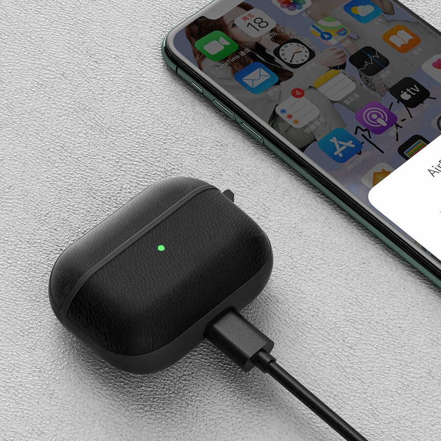 Airpods Kılıf Wiwu Calfskin Kılıf Siyah