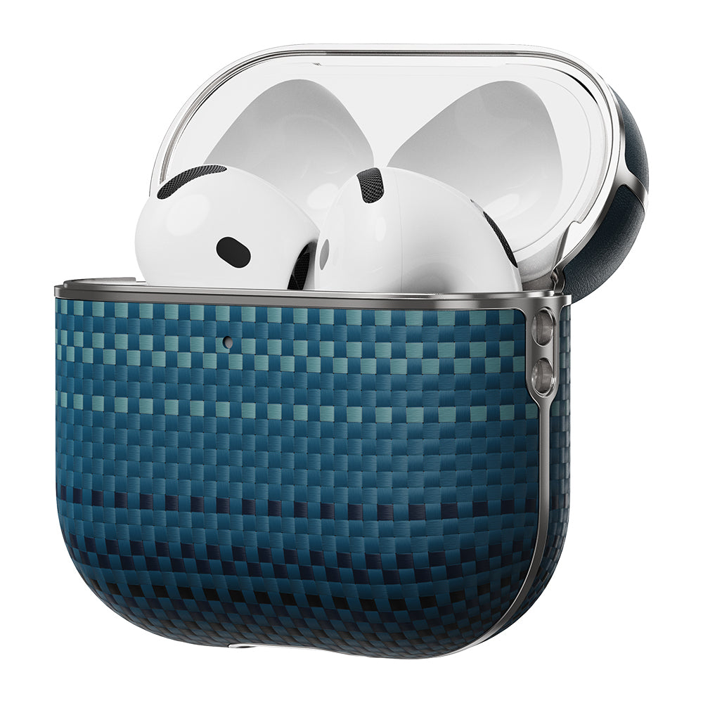 Apple Airpods Pro 2 Kılıf Aramid Fiber Pitaka Tactile Woven Sunset-Moonrise Serisi Kapak Mavi
