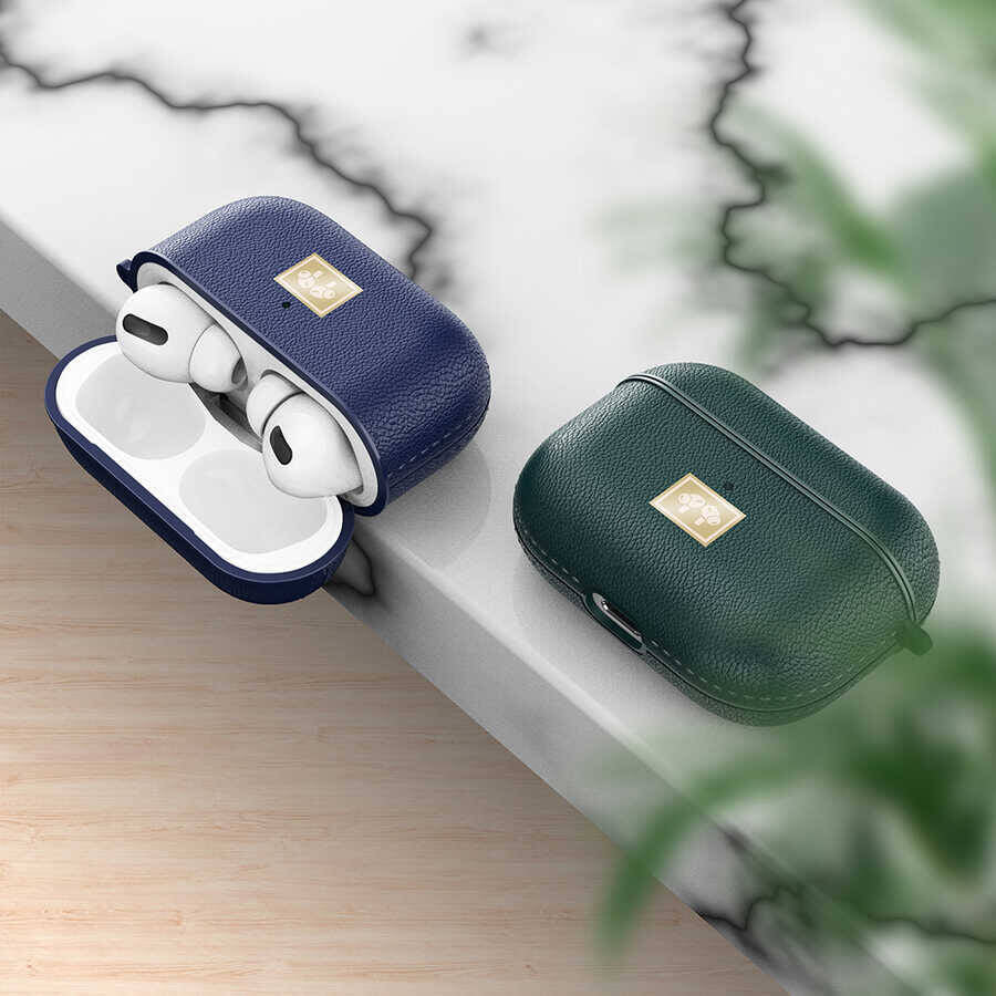 Airpods Pro 2 Kılıf Deri Görünümlü Askı Aparatlı Wlons Kılıf Lacivert