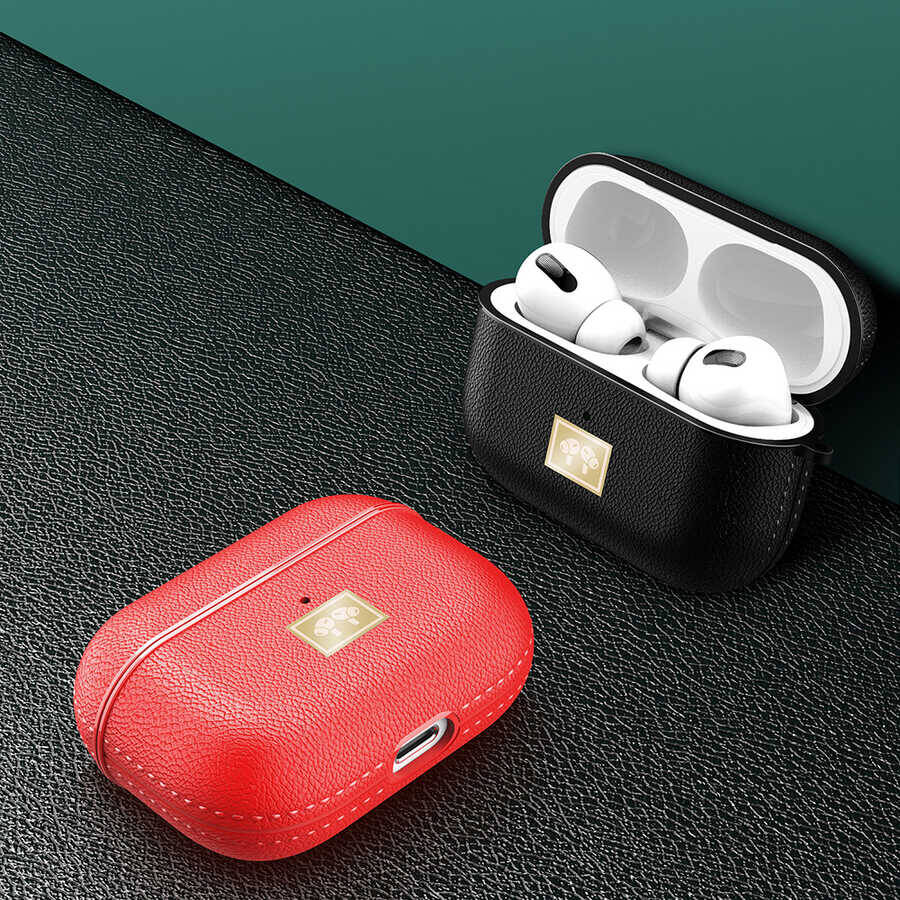 Airpods Pro 2 Kılıf Deri Görünümlü Askı Aparatlı Wlons Kılıf Lacivert