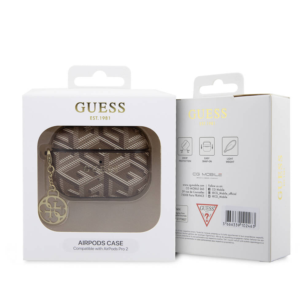 Apple Airpods Pro 2 Kılıf Guess Orjinal Lisanslı G Cube Desenli 4G Süs Zincirli Kapak Pembe