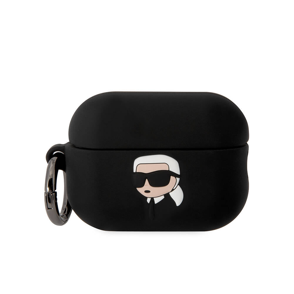 Airpods Pro 2 Kılıf Karl Lagerfeld Orjinal Lisanslı Karl 3D Silikon Kılıf Siyah