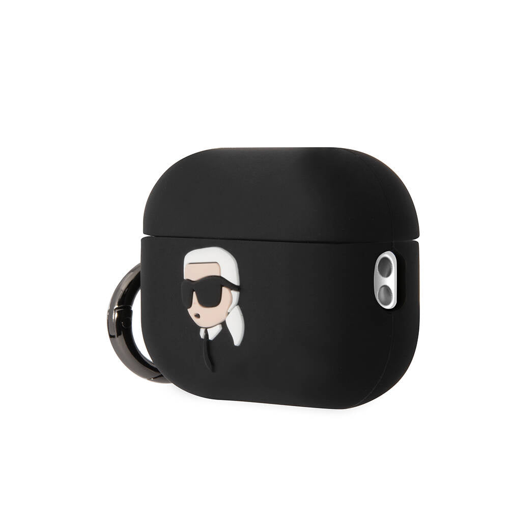 Airpods Pro 2 Kılıf Karl Lagerfeld Orjinal Lisanslı Karl 3D Silikon Kılıf Siyah