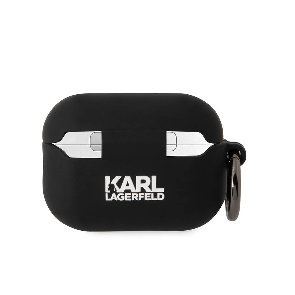Airpods Pro 2 Kılıf Karl Lagerfeld Orjinal Lisanslı Karl & Choupette 3D Silikon Kılıf Siyah