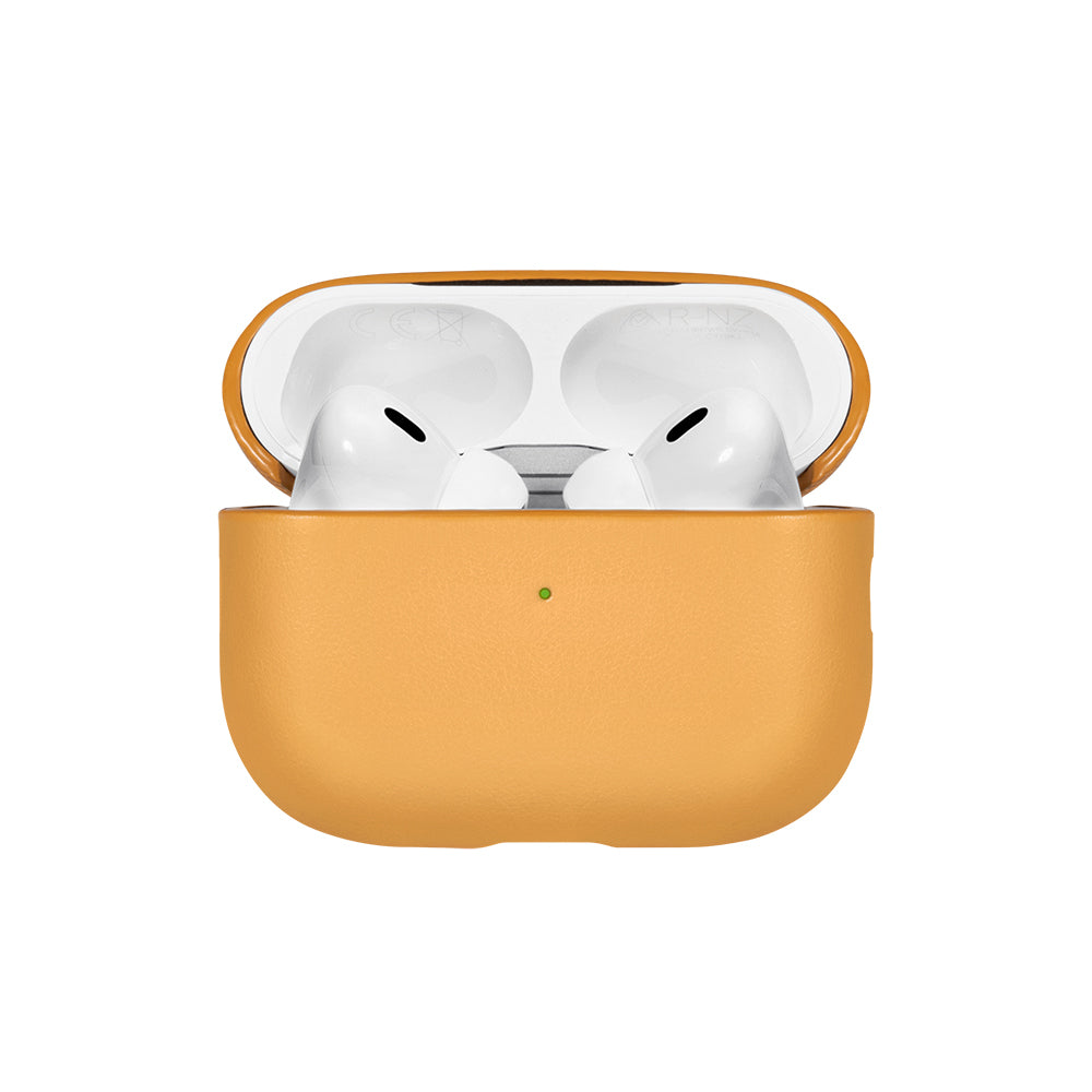 Apple AirPods Pro 2 Kılıf Qi M-Safe Şarj Özellikli Native Union RE Classic Serisi Suni Deri Kapak Turuncu