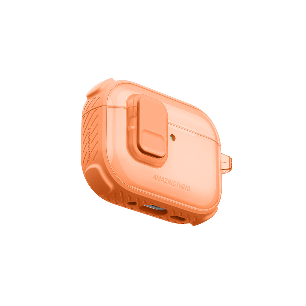 Apple Airpods Pro 3 Amazingthing Kilit Tasarımlı Airbagli Titan Pro Serisi Kapak Turuncu