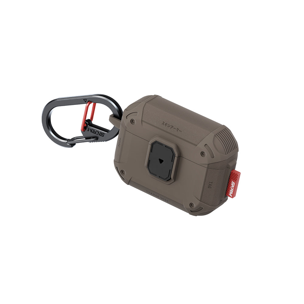 Apple Airpods Pro 3 Kılıf Airbagli Yivli Köşe Kilit Tasarımlı 360 Derece Koruma Skinarma Mecha LE Kılıf Kahverengi