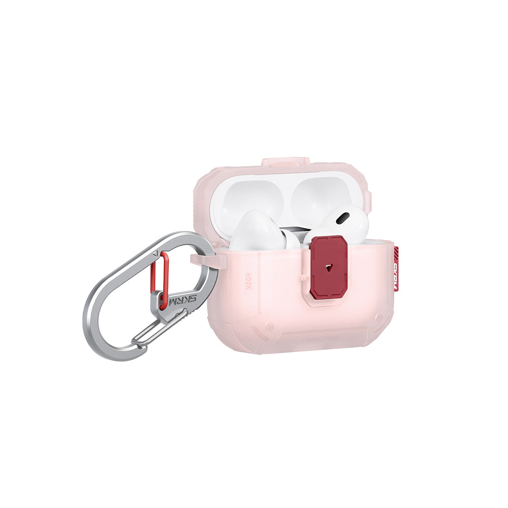 Apple Airpods Pro 3 Kılıf Airbagli Yivli Köşe Kilit Tasarımlı 360 Derece Koruma Skinarma Mecha LE Kılıf Açık Pembe