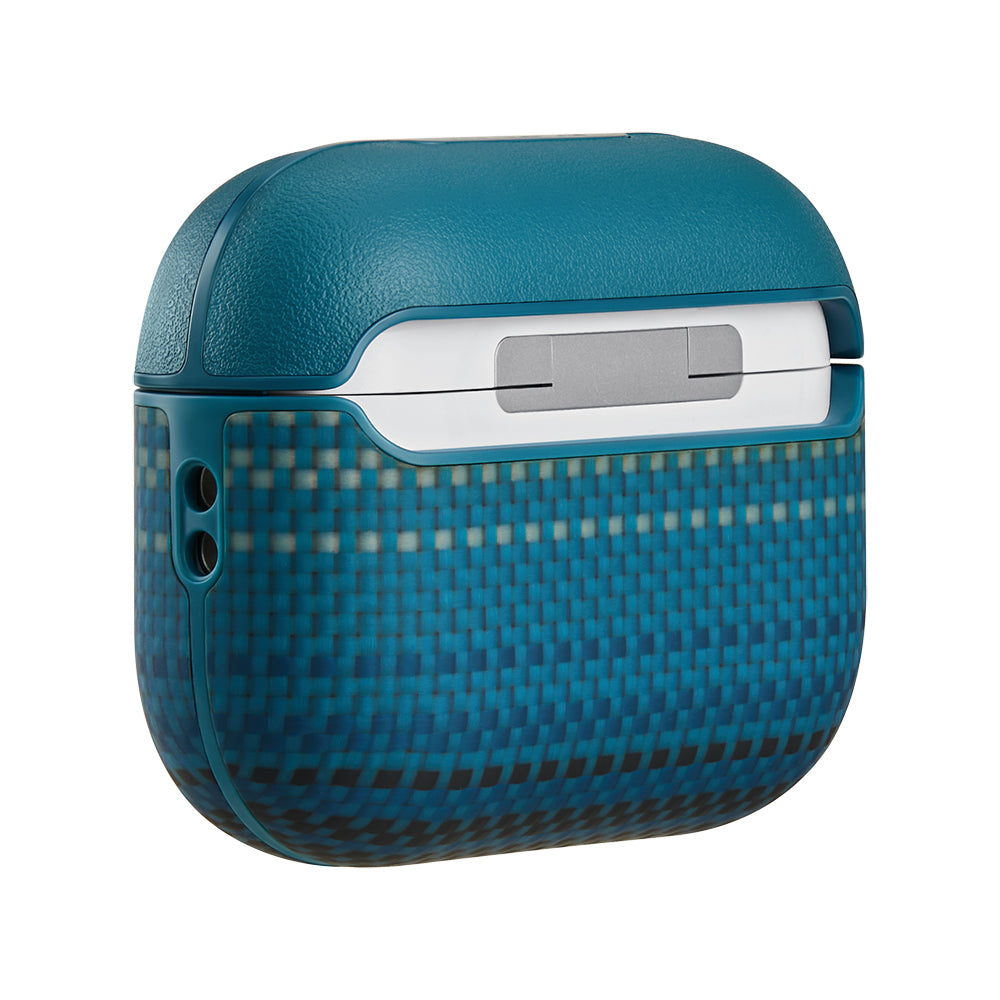 Apple Airpods Pro 3 Kılıf Aramid Fiber Pitaka Tactile Woven Sunset-Moonrise Serisi Kapak Mavi