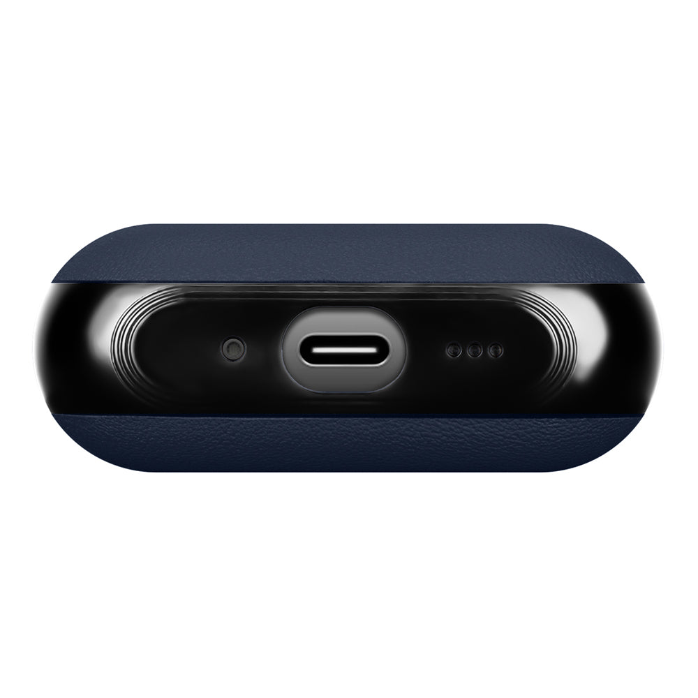 Apple AirPods Pro 3 Kılıf M-Safe Şarj Özellikli Mutural Poying Serisi Deri Tasarımlı Kapak Lacivert