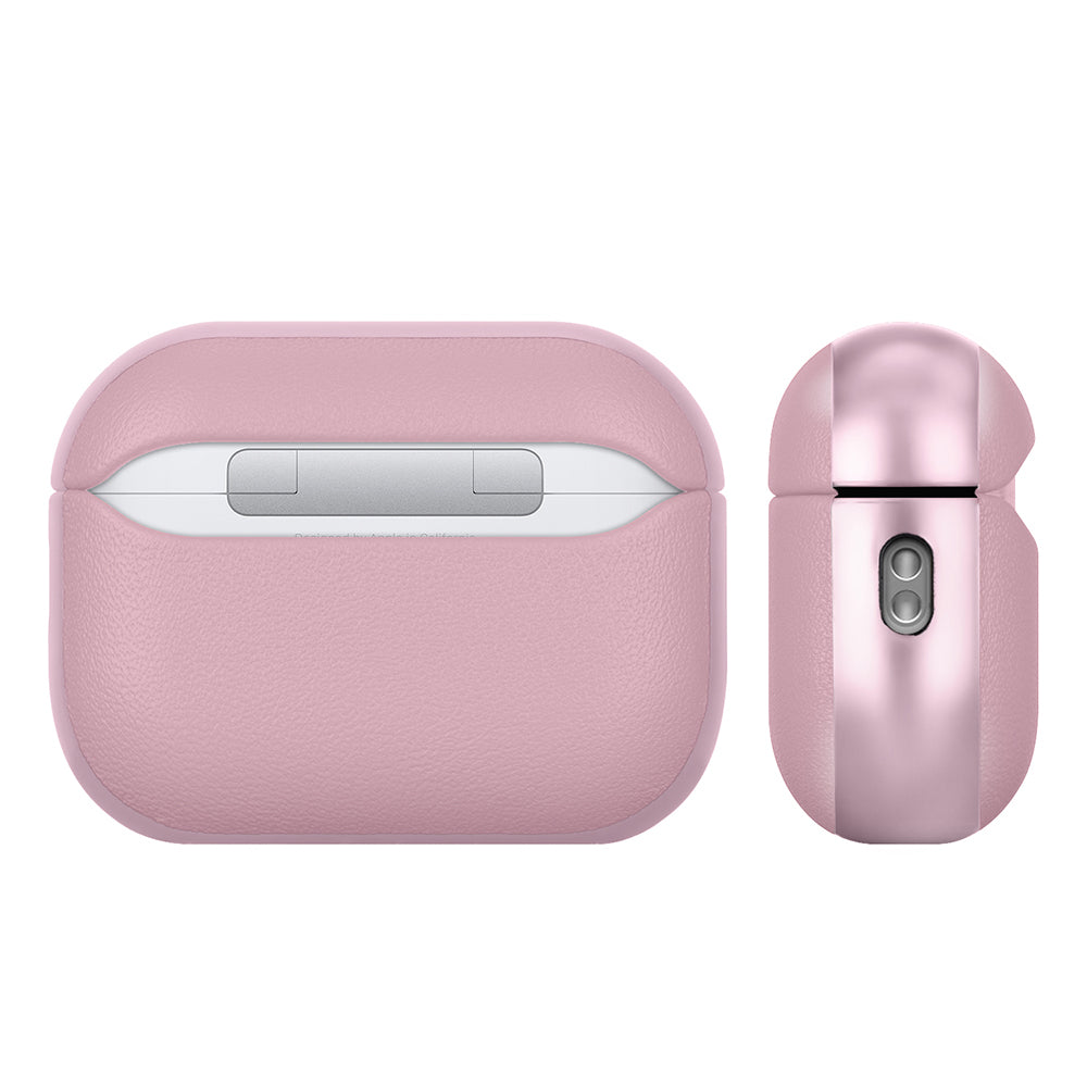 Apple AirPods Pro 3 Kılıf M-Safe Şarj Özellikli Mutural Poying Serisi Deri Tasarımlı Kapak Pembe