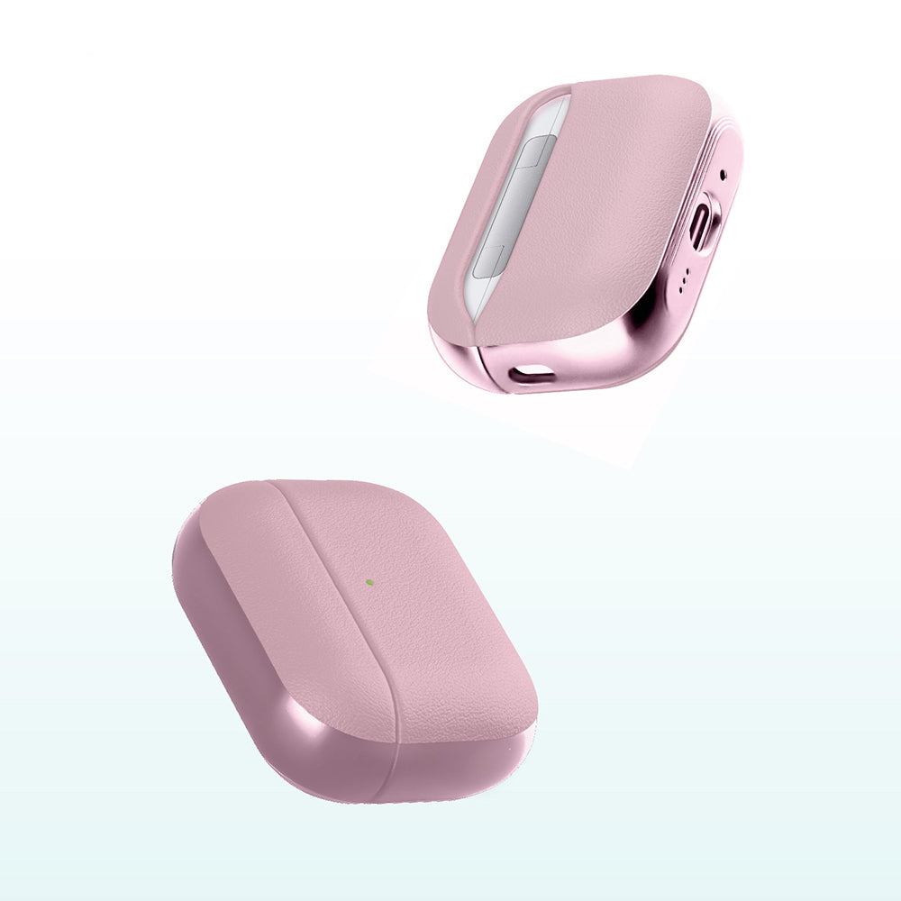 Apple AirPods Pro 3 Kılıf M-Safe Şarj Özellikli Mutural Poying Serisi Deri Tasarımlı Kapak Pembe