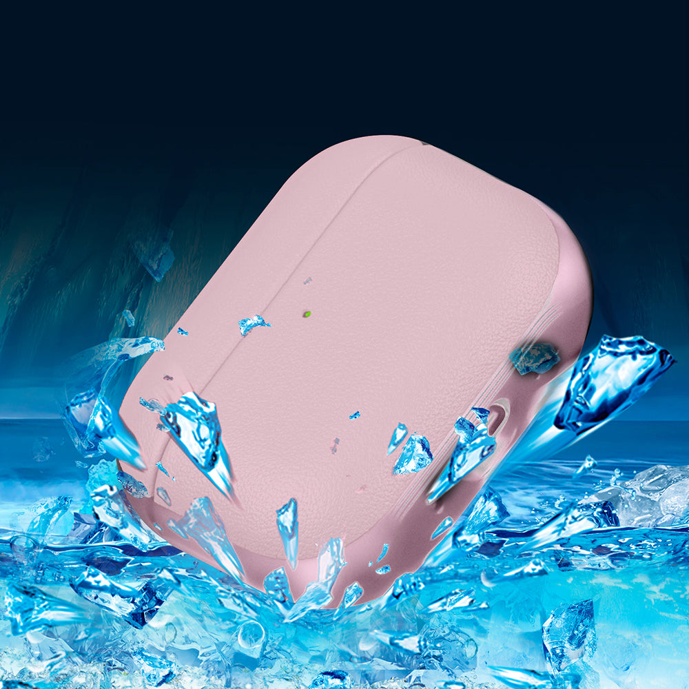 Apple AirPods Pro 3 Kılıf M-Safe Şarj Özellikli Mutural Poying Serisi Deri Tasarımlı Kapak Pembe