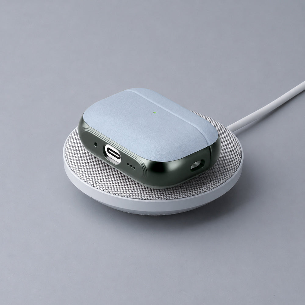 Apple AirPods Pro 3 Kılıf M-Safe Şarj Özellikli Mutural Poying Serisi Deri Tasarımlı Kapak Mavi