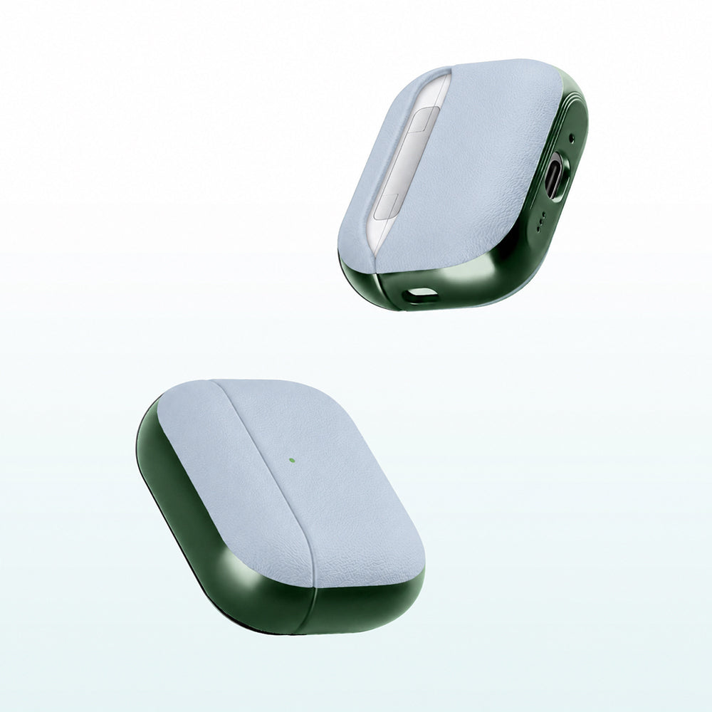 Apple AirPods Pro 3 Kılıf M-Safe Şarj Özellikli Mutural Poying Serisi Deri Tasarımlı Kapak Mavi