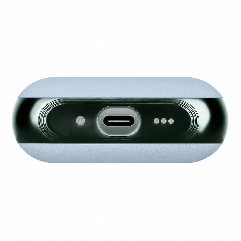 Apple AirPods Pro 3 Kılıf M-Safe Şarj Özellikli Mutural Poying Serisi Deri Tasarımlı Kapak Mavi