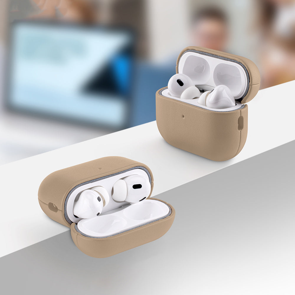 Apple AirPods Pro 3 Kılıf M-Safe Şarj Özellikli Mutural Yahu Serisi Deri Tasarımlı Kapak Kahverengi