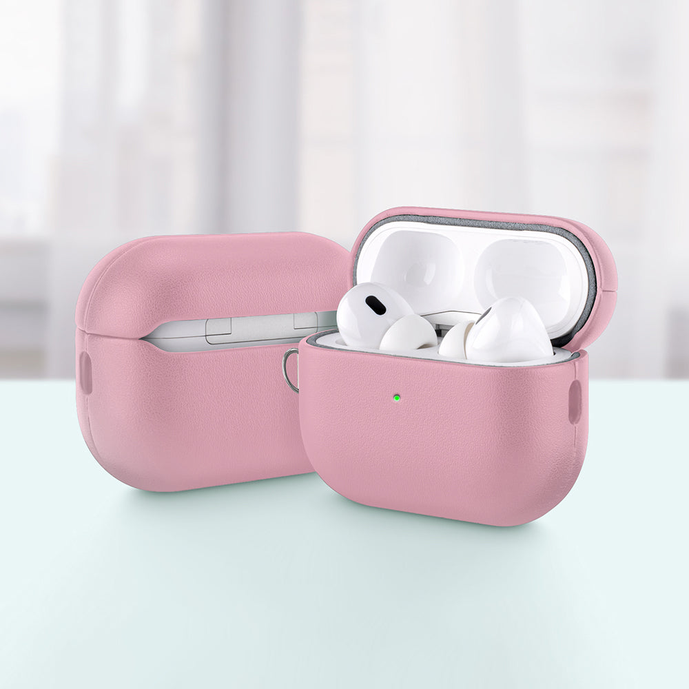 Apple AirPods Pro 3 Kılıf M-Safe Şarj Özellikli Mutural Yahu Serisi Deri Tasarımlı Kapak Pembe