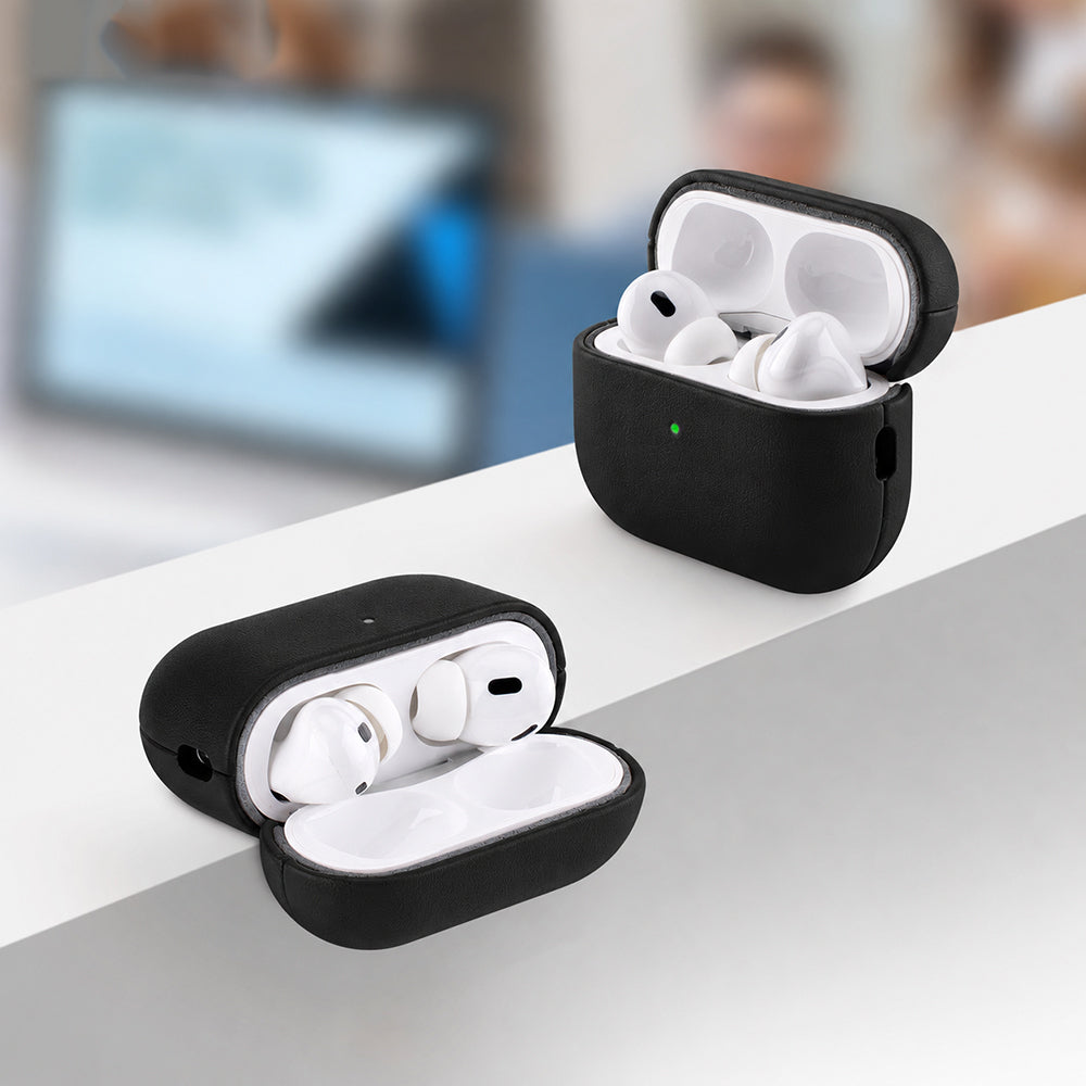 Apple AirPods Pro 3 Kılıf M-Safe Şarj Özellikli Mutural Yahu Serisi Deri Tasarımlı Kapak Siyah