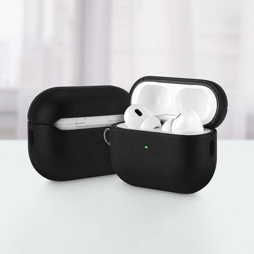 Apple AirPods Pro 3 Kılıf M-Safe Şarj Özellikli Mutural Yahu Serisi Deri Tasarımlı Kapak Siyah