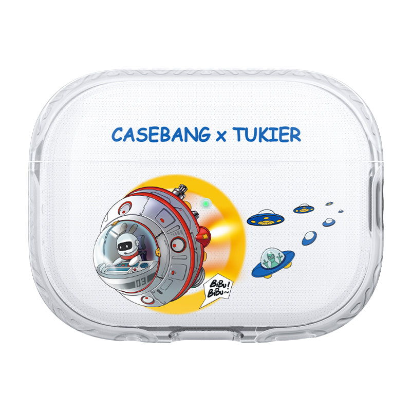 Airpods Pro Kılıf Desenli Koruyucu Benks Casebang Departure Explore Silikon Kılıf Mavi-Sarı