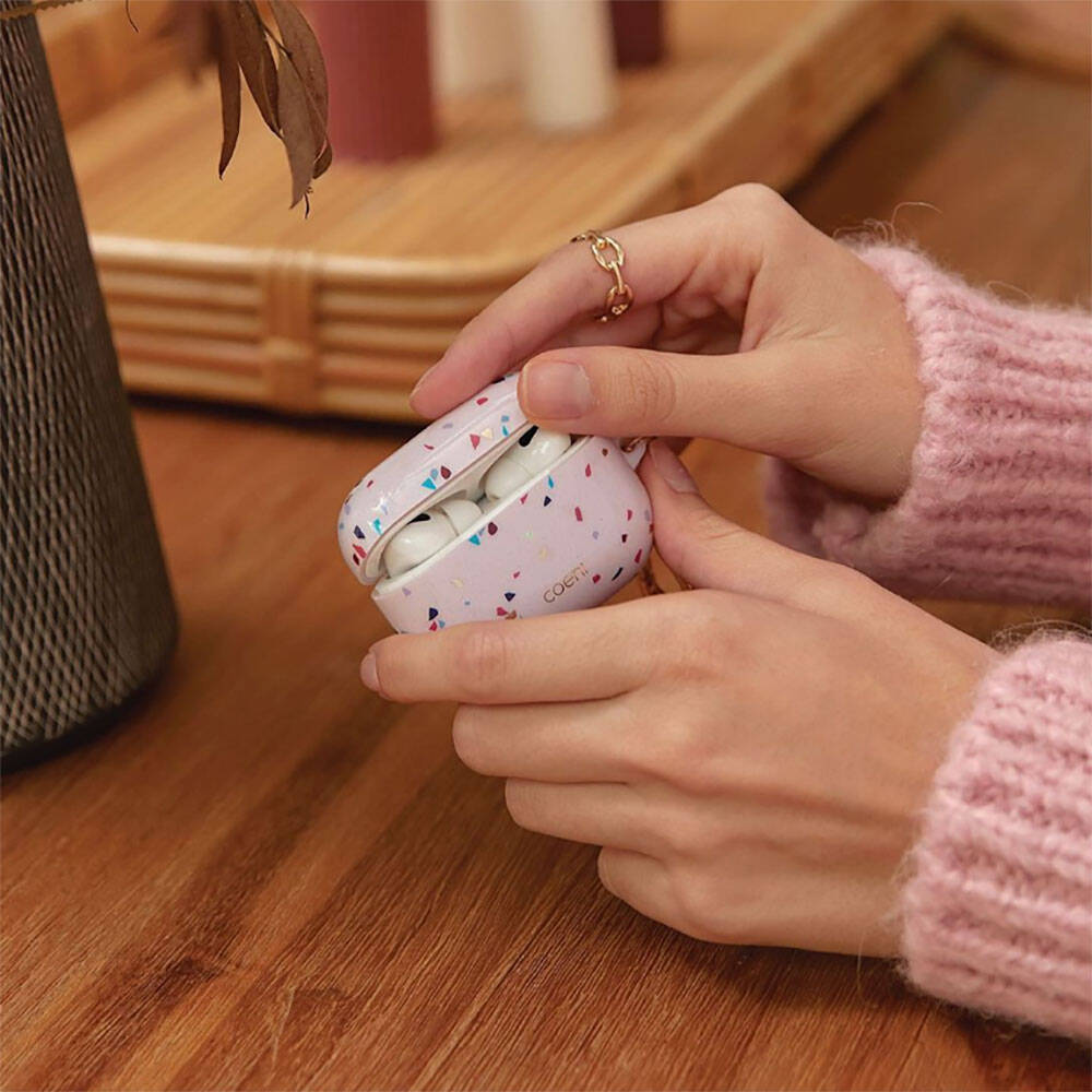 Airpods Pro Kılıf Mozaik Desenli Coehl Terrazzo Kılıf Beyaz