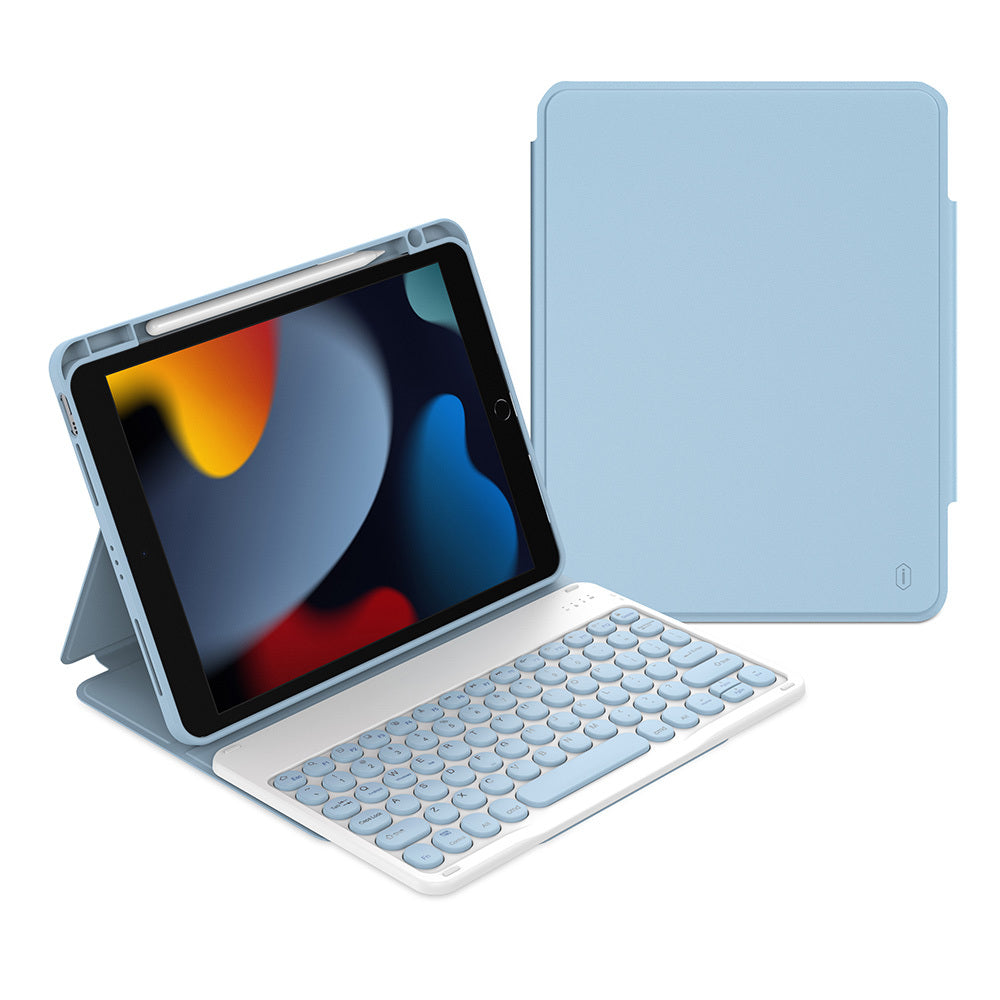 iPad 10.2 2021 (9.Nesil) Wiwu Protective Gizli Kalem Bölmeli Klavyeli Kılıf Pembe