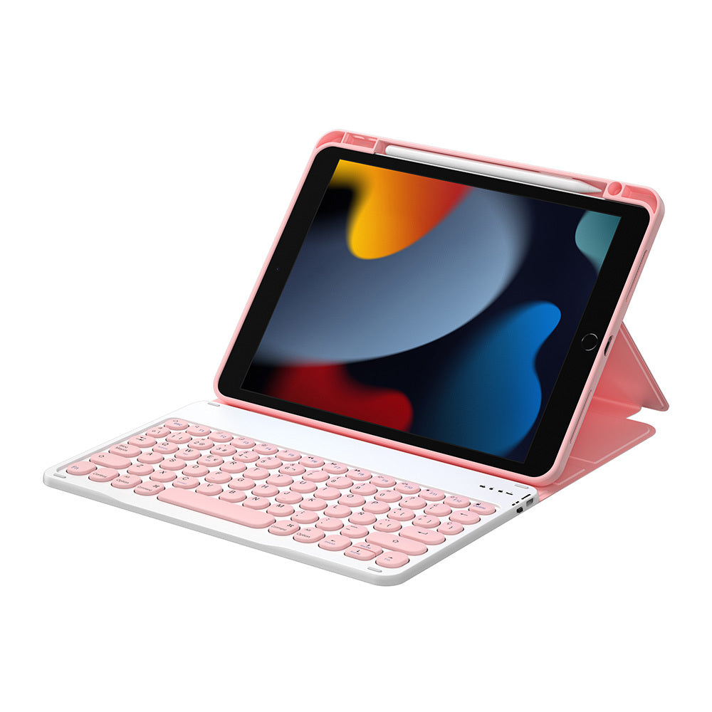 iPad 10.2 2021 (9.Nesil) Wiwu Protective Gizli Kalem Bölmeli Klavyeli Kılıf Pembe