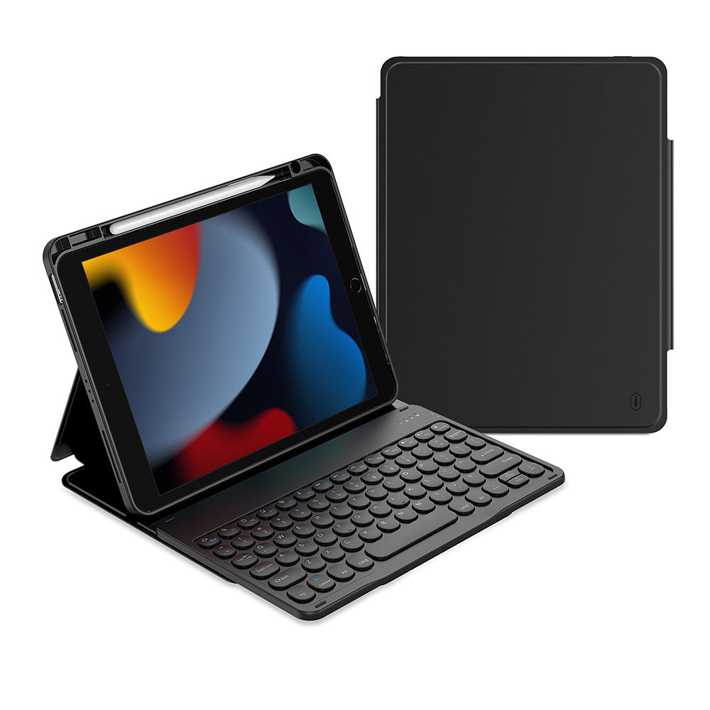 iPad 10.2 (8.Nesil) Wiwu Protective Gizli Kalem Bölmeli Klavyeli Kılıf Pembe