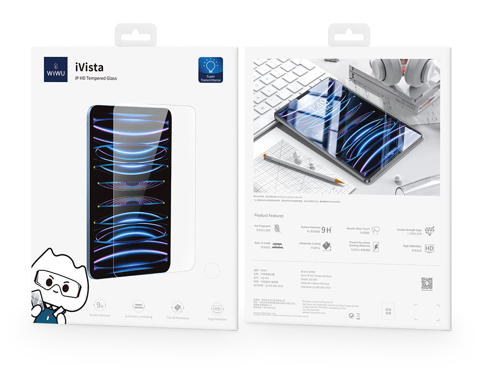 Apple iPad 10.9 2022 (10.Nesil) Wiwu Wi-GQ003 iVista Serisi Oleofobik HD Temperli Cam Ekran Koruyucu Şeffaf