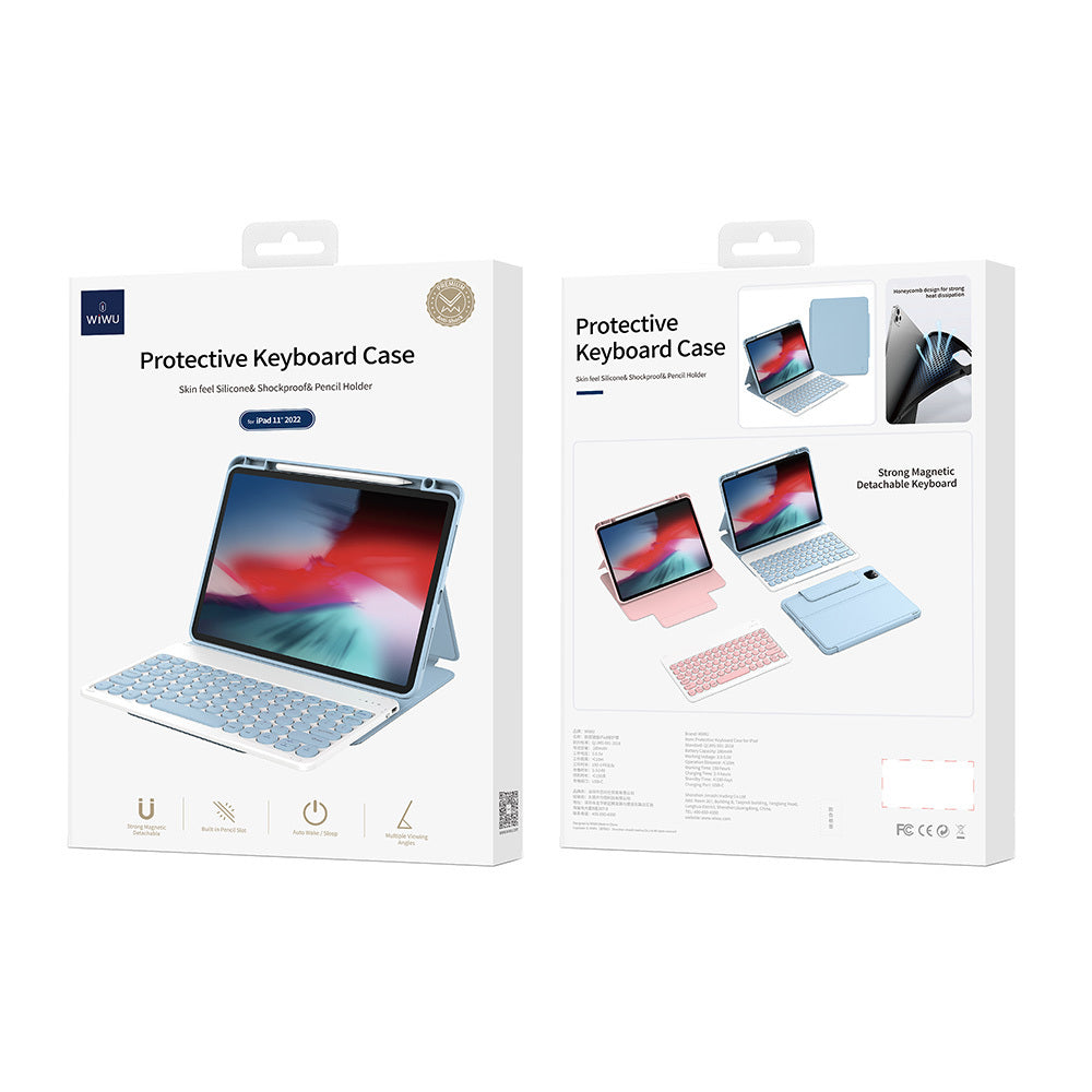 iPad Air 10.9 2020 (4.Nesil) Wiwu Protective Gizli Kalem Bölmeli Klavyeli Kılıf Siyah