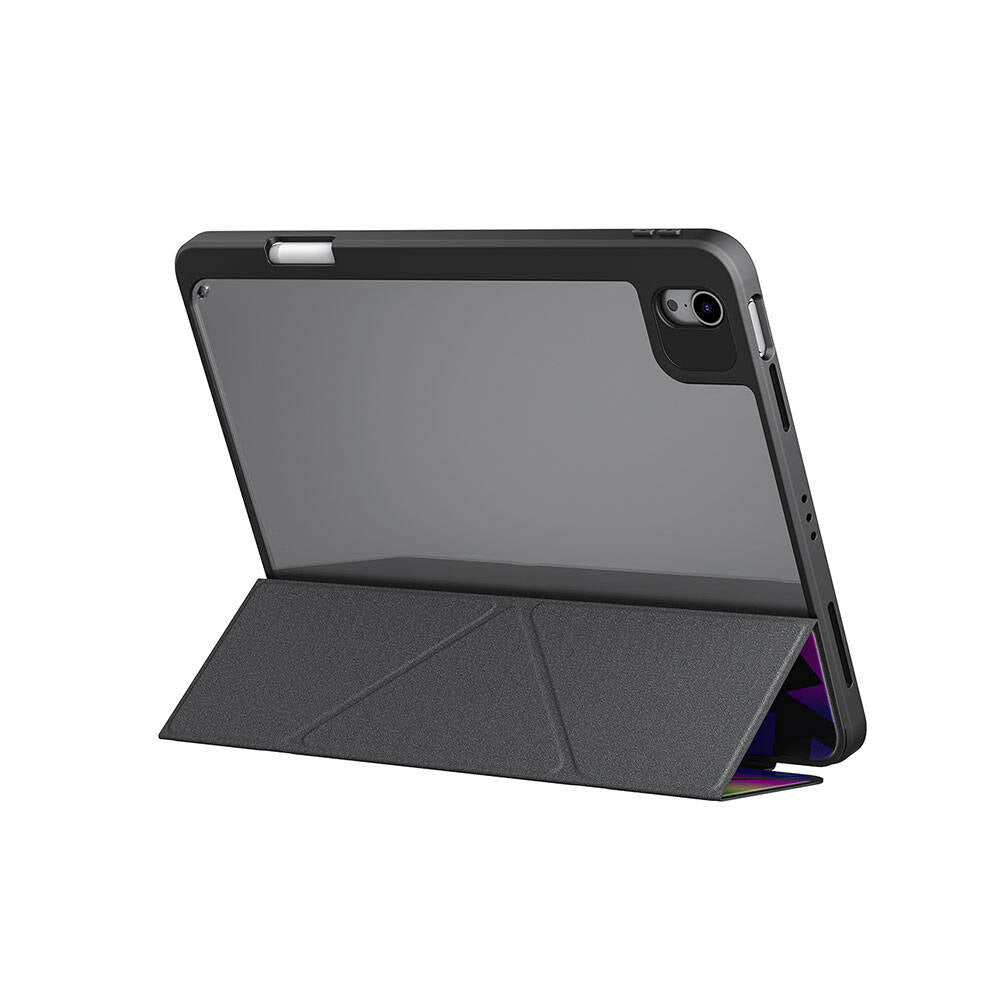iPad Air 11 2024 Kılıf SkinArma Holografik Tasarımlı Arkası Şeffaf Çıkarılabilir Magnetik Kira Kobai Kılıf Gümüş