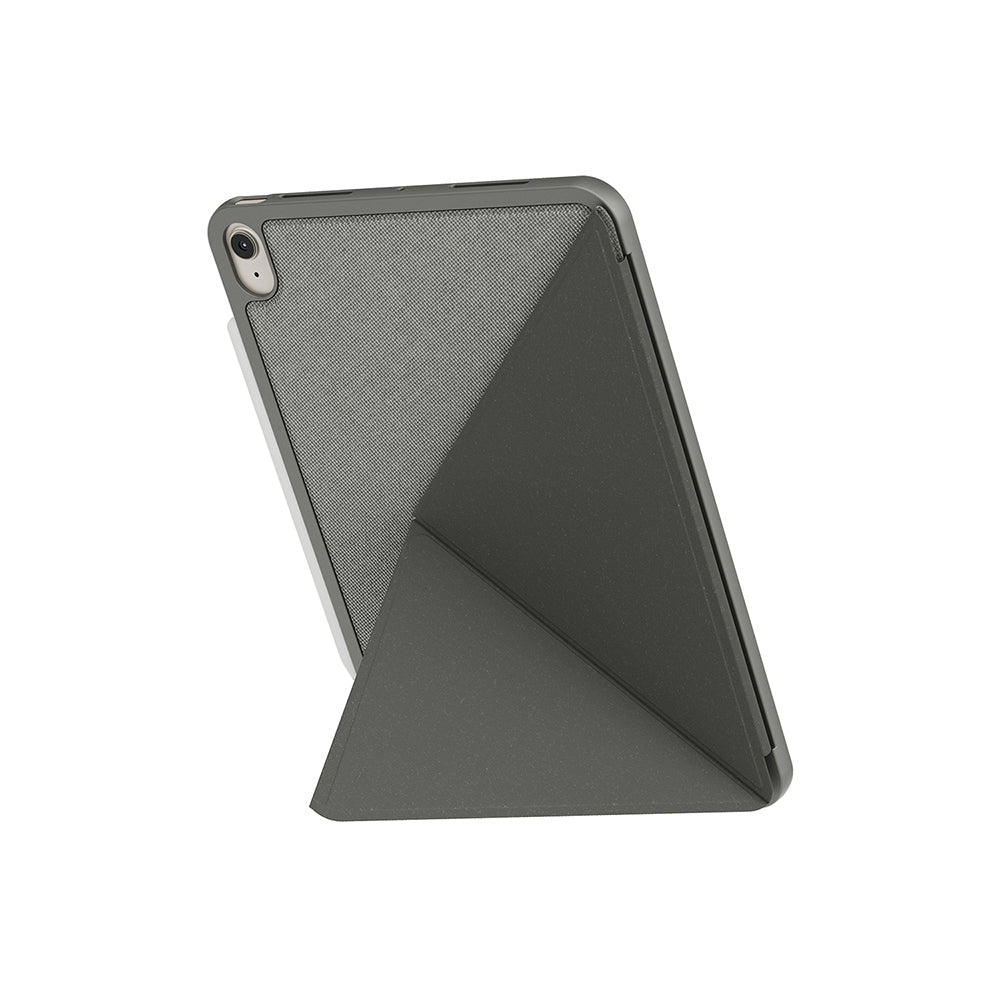 Apple iPad Air 11 2024 Kılıf Skinarma Kalemlikli Dokulu Tasarım Standlı Magnetik Trilon Kılıf Gri