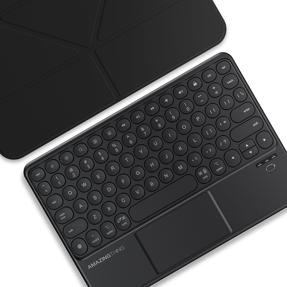 Apple iPad Air 11 2025 M3 Amazingthing Minimal KeyLite Combo Klavyeli Standlı Kılıf Siyah