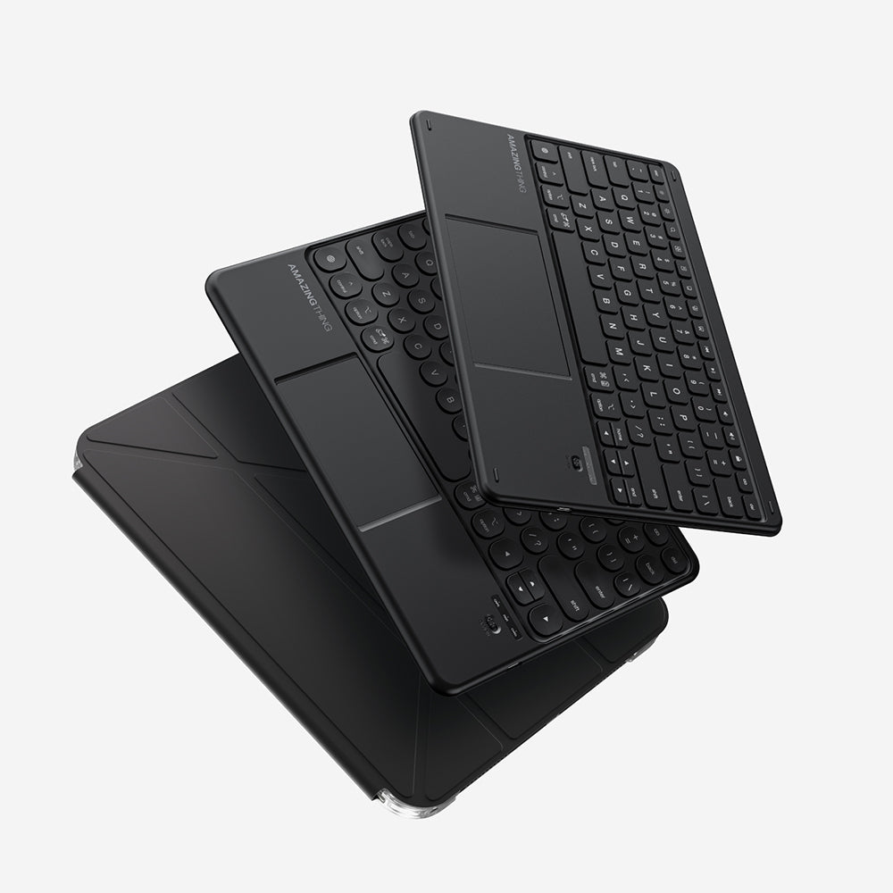 Apple iPad Air 11 2025 M3 Amazingthing Minimal KeyLite Combo Klavyeli Standlı Kılıf Siyah