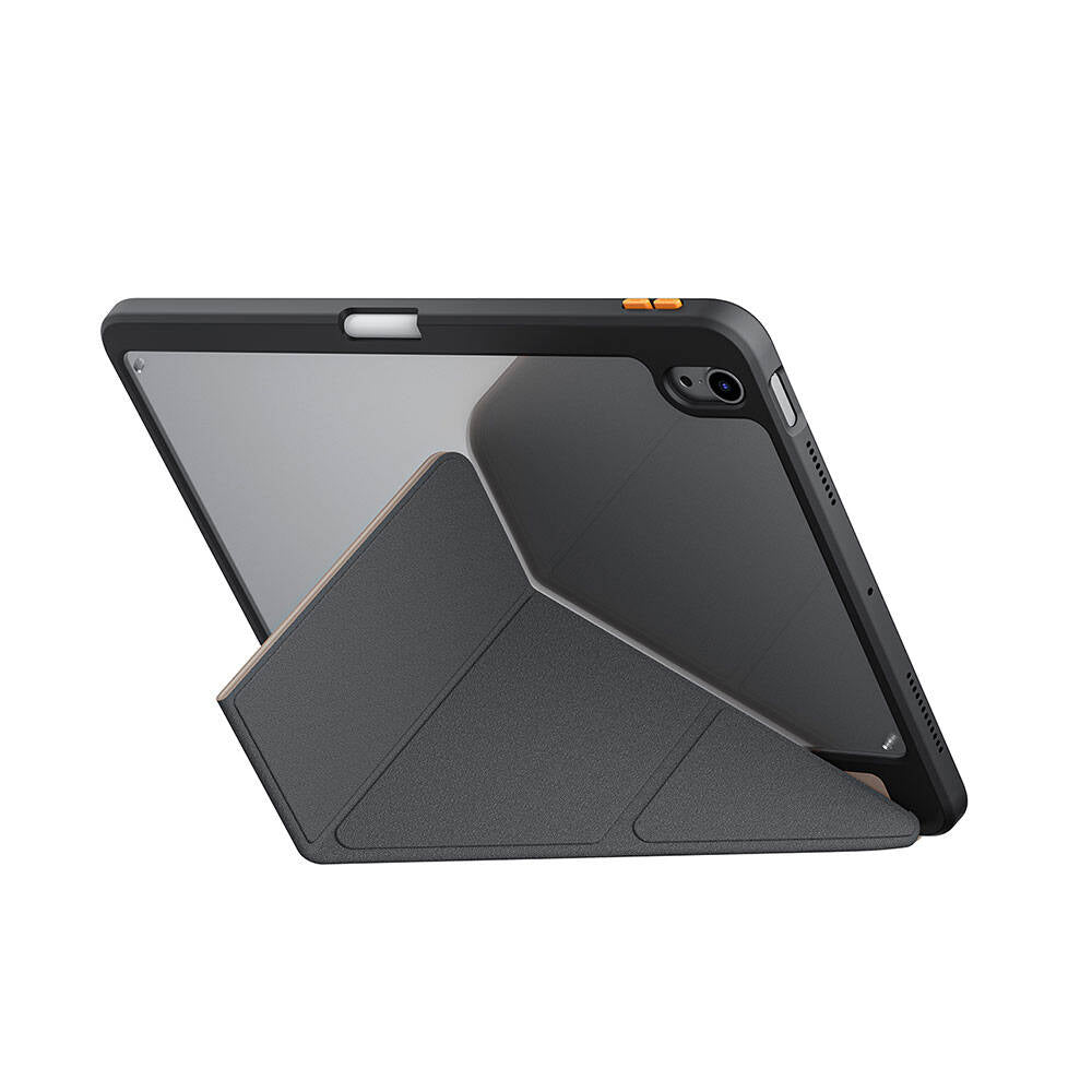 Apple iPad Air 11 2025 M3 Kılıf SkinArma Kabartma Baskı Tasarımlı 360 Tam Koruma Arkası Şeffaf Standlı Gamma Kılıf Mavi Açık